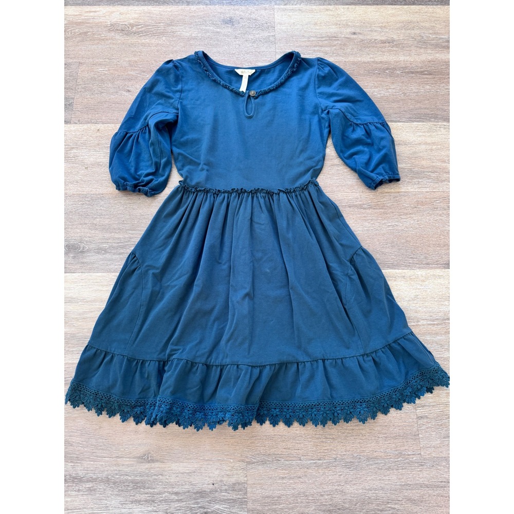 Matilda Jane Make Believe Hold the Key Teal Blue Crochet Lace Dress Womens XS - Picture 1 of 5